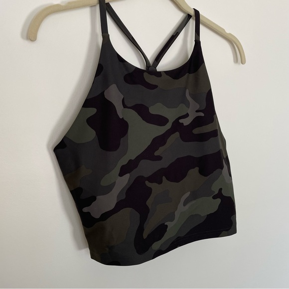Old Navy Active Powersoft Cropped Longline Sports Bra Top Light Support Camo L - Picture 4 of 10